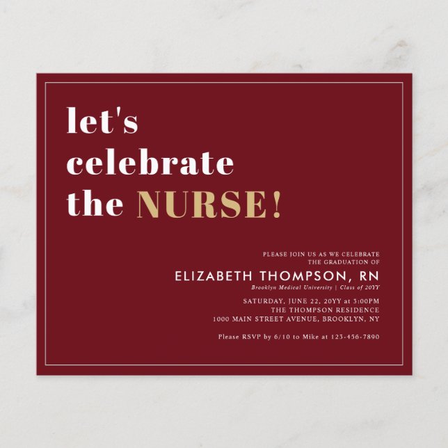 Budget Medical School Grad Nurse Graduation Party (Front)