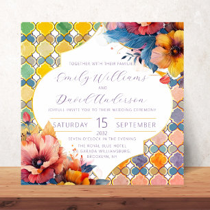 Budget Mediterranean Tiles Colorful Golden Floral