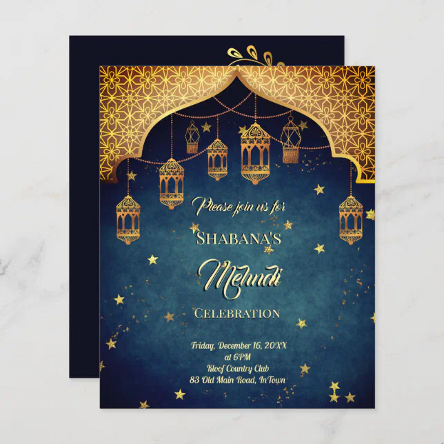 Budget Mehndi Arabian Moroccan design invite | Zazzle