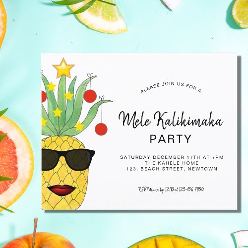 Budget Mele Kalikimaka Party Pineapple Invitation