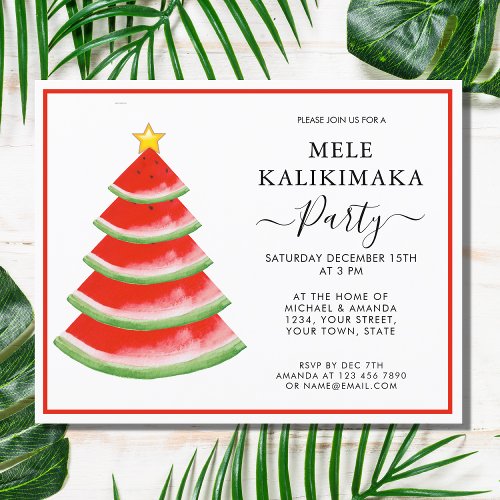 Budget Mele Kalikimaka Watermelon Party Invitation