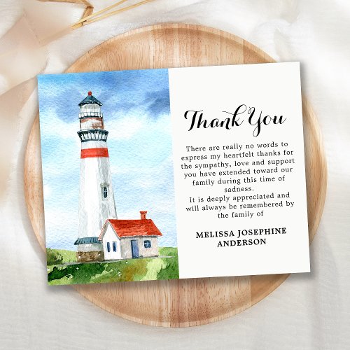 Budget Memorial Lighthouse Sympathy Thank You Card