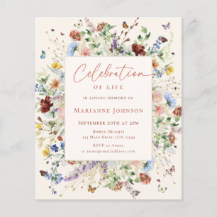 Budget Memorial Modern Wildflower Invitation Flyer