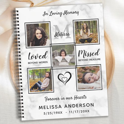 Budget Memorial Photo Collage Sympathy Funeral Notebook