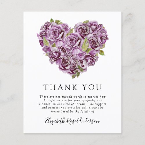 BUDGET Memorial Thank You Card  Hydrangea Heart