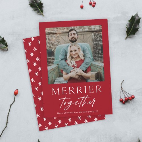 Budget Merrier Together Type Photo Christmas Card