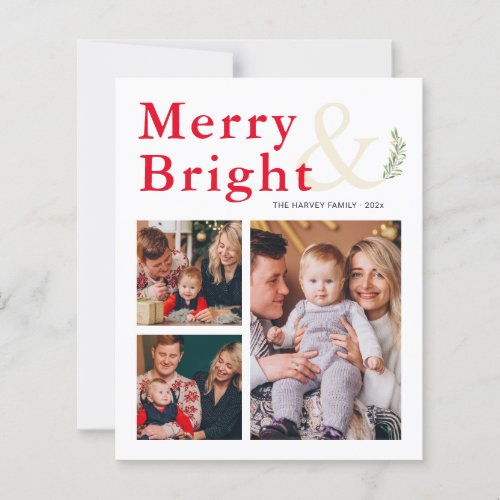 Budget Merry and Bright Typography Photo Card