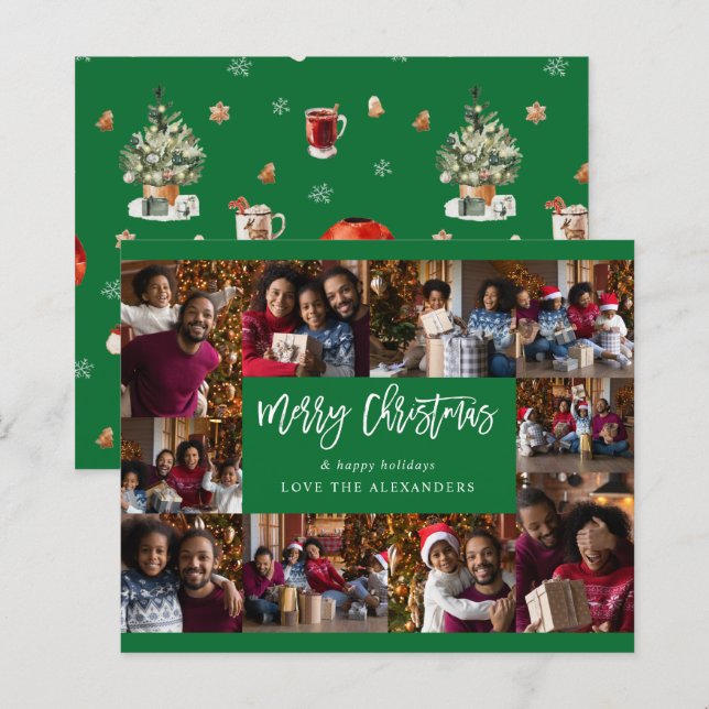 Budget Merry Christmas 10 Multi Photo - Green (Front/Back)