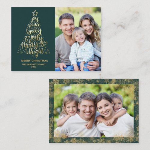 Budget Merry Christmas 2 Photo Gold Note Card