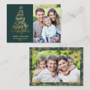 Budget Merry Christmas 2 Photo Gold Note Card