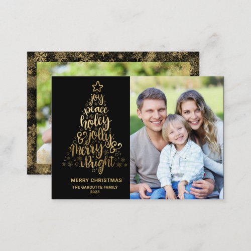 Budget Merry Christmas 2 Photo Gold Note Card