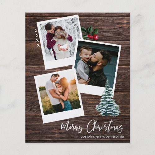 Budget Merry Christmas 3 Instant Photo Rustic Flyer
