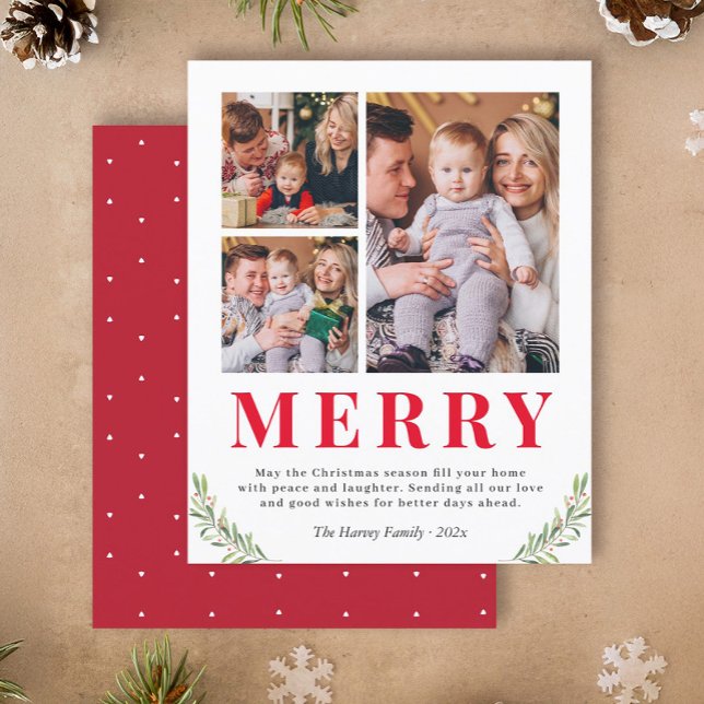 Budget Merry Christmas 3 Photo Collage Cards (Creator Uploaded)