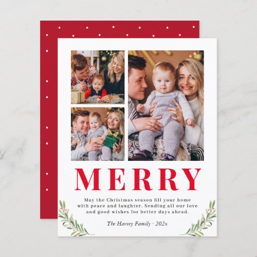 Budget Merry Christmas 3 Photo Collage Cards