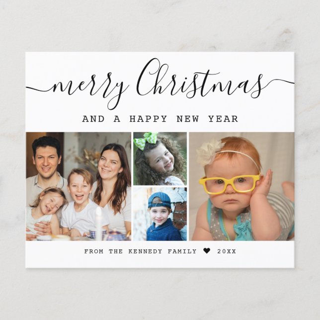 Budget  Merry Christmas 5 Family Photo Collage (Front)