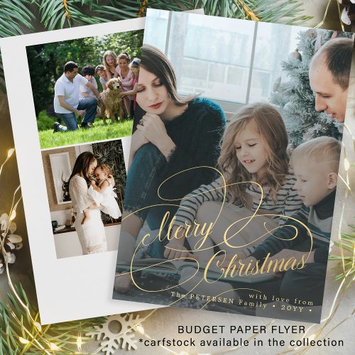 Budget Merry Christmas 5 photo collage greetings Flyer