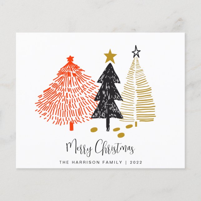 Budget Merry Christmas Abstract Trees Minimal (Front)
