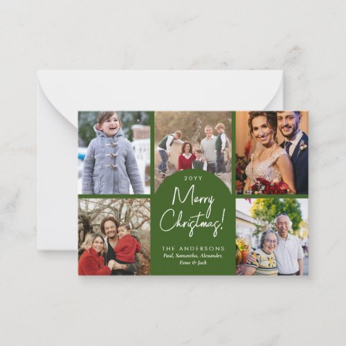 Budget Merry Christmas Arch 5 Family Photo Holiday Note Card