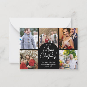 Budget Merry Christmas Arch 5 Family Photo Holiday Note Card