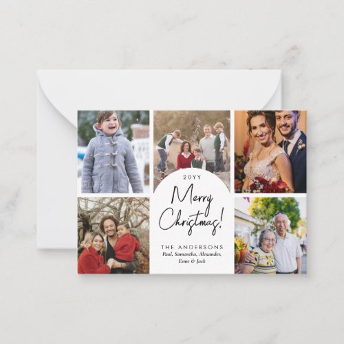 Budget Merry Christmas Arch 5 Family Photo Holiday Note Card