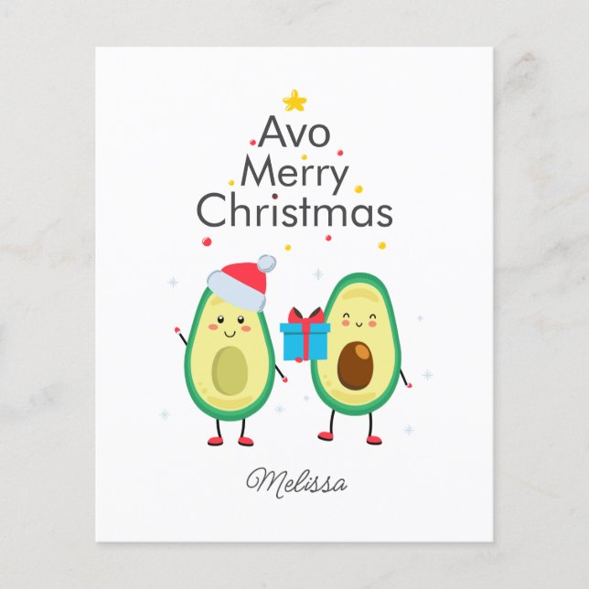 Budget Merry Christmas Avocado Gag Custom Card (Front)