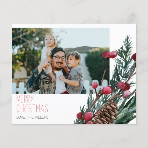 Budget Merry Christmas Berries  Pine Photo Flyer