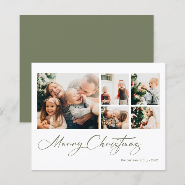 Budget Merry Christmas Collage Holiday Card (Front/Back)