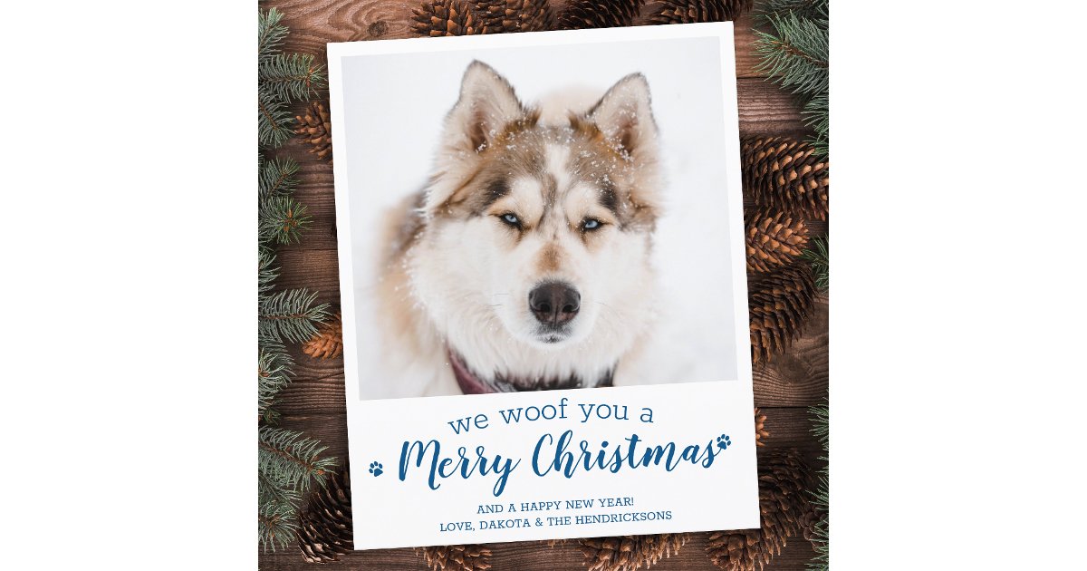Budget Merry Christmas Custom Dog Pet Photo Card | Zazzle