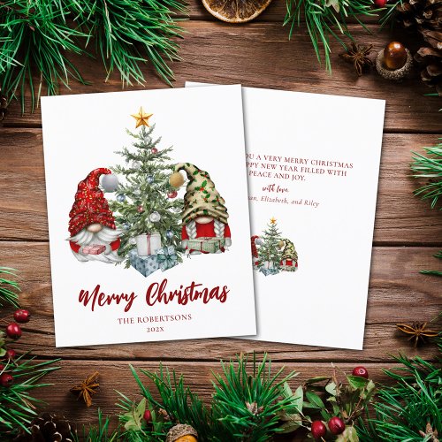 Budget Merry Christmas Cute Gnomes Holiday Card
