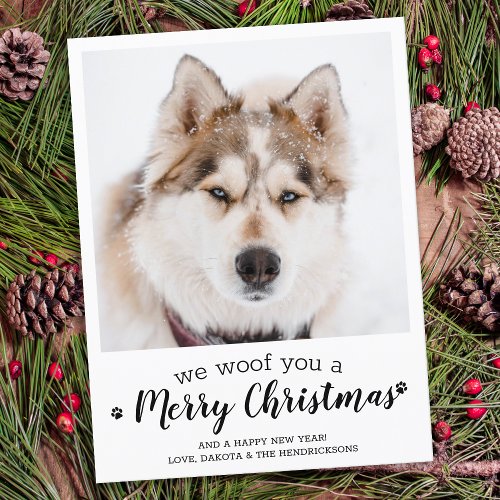 Budget Merry Christmas Dog Modern Pet Photo  Note Card