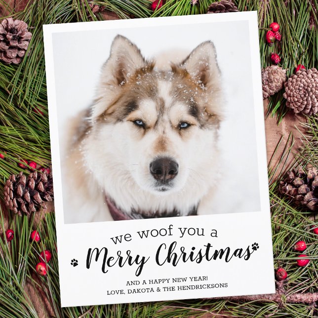 Budget Merry Christmas Dog Modern Pet Photo  Note Card (Creator Uploaded)