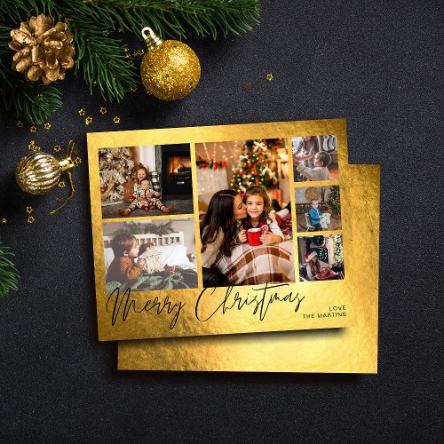 Budget Merry Christmas Faux Gold Foil Multi Photo