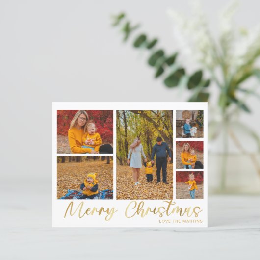 Budget Merry Christmas Gold 6 Photo Buffalo Check (Standing Front)