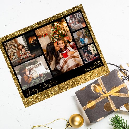 Budget Merry Christmas Gold Glitter Multi Photo Flyer