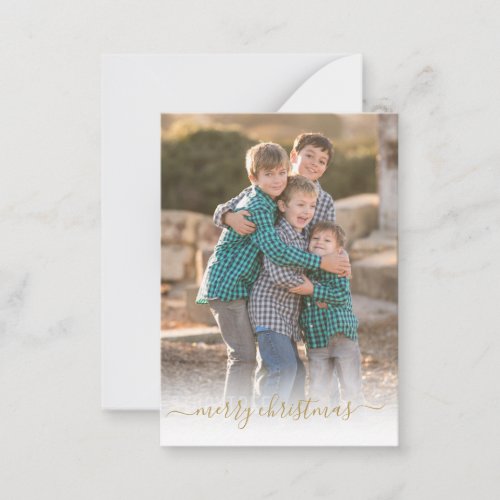 Budget Merry Christmas Gold Script Photo Holiday Note Card
