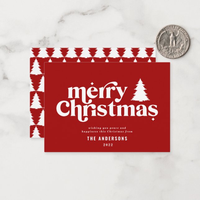 budget Merry Christmas graphic non photo Note Card (Front/Back In Situ)