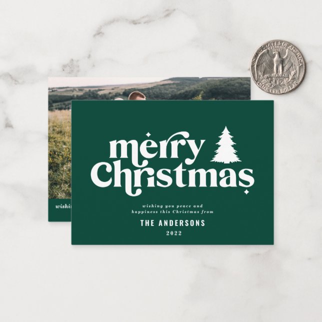 budget Merry Christmas graphic photo Note Card (Front/Back In Situ)