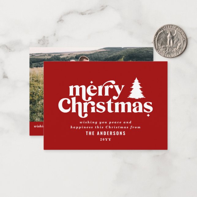 budget Merry Christmas graphic photo Note Card (Front/Back In Situ)