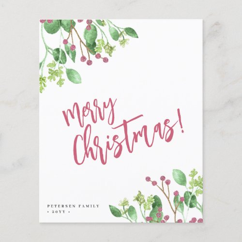 Budget Merry Christmas greenery photo Holiday Card Flyer