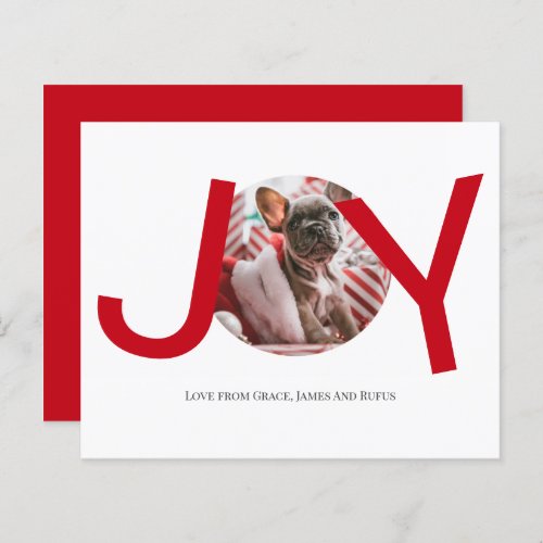 BUDGET Merry Christmas Joy Red Photo Card
