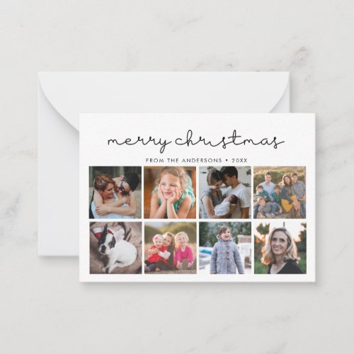 Budget Merry Christmas Minimalist 8 Photo Holiday Note Card