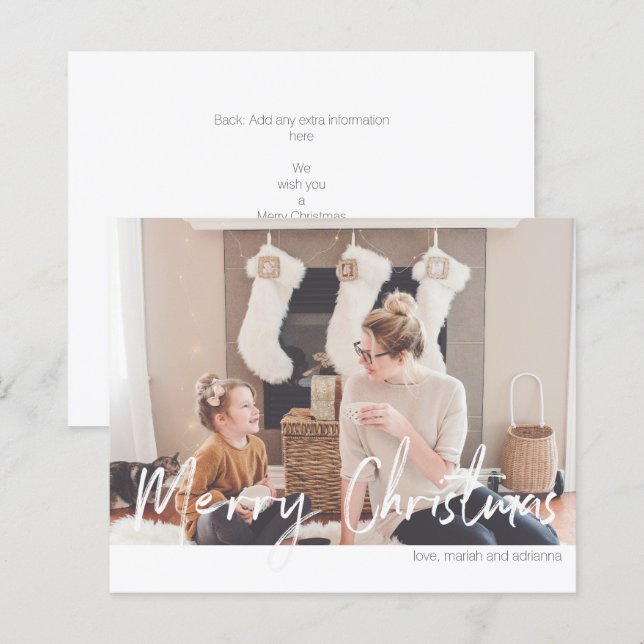 Budget Merry Christmas Modern Handwriting Photo (Front/Back)