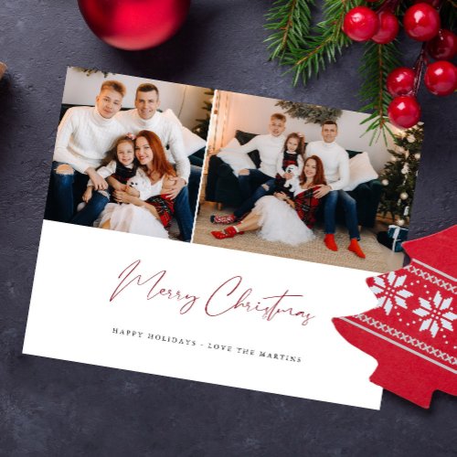 Budget Merry Christmas Modern Script Two Photo Flyer