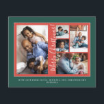 Budget Merry Christmas photo collage holiday Flyer<br><div class="desc">Modern photo collage family winter low budget affordable holiday flyer in rusty orange red and dark green with a trendy hand lettered script calligraphy. Personalize it with your images and text! PLEASE READ THIS BEFORE PURCHASING! This is a budget affordable wedding card printed on a FLYER. Please note that BUDGET...</div>