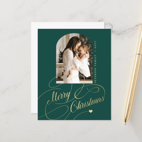 Budget Merry Christmas photo elegant holiday card