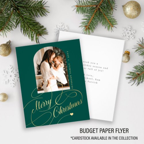 Budget Merry Christmas photo elegant holiday card Flyer