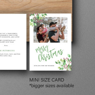 Budget Merry Christmas photo greenery holiday Note Card