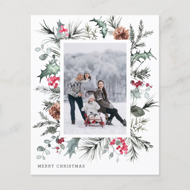 Budget Merry Christmas Photo Holiday 2025 card (Front)