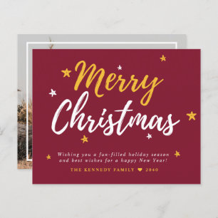Budget Merry Christmas Photo Red Holiday Card
