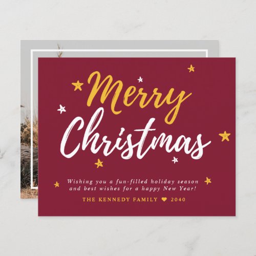 Budget Merry Christmas Photo Red Holiday  Card